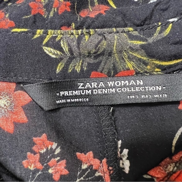 Zara La Fleur Floral Black Mini Shirt Dress Size Small - Picture 4 of 9